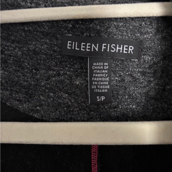 Eileen Fisher Hooded Zip Vest, Charcoal Textured Fleece Asymmetrical Zip, Small - Picture 8 of 8
